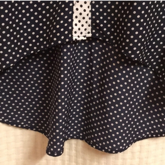 Forever 21 Modest womens size Medium polka dots dark blue white button-d… - Picture 14 of 16